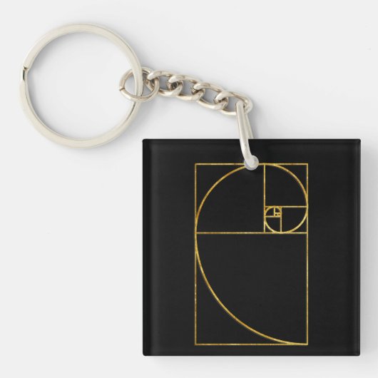 Golden Ratio Sacred Fibonacci Spiral Sleutelhanger (Voorkant)