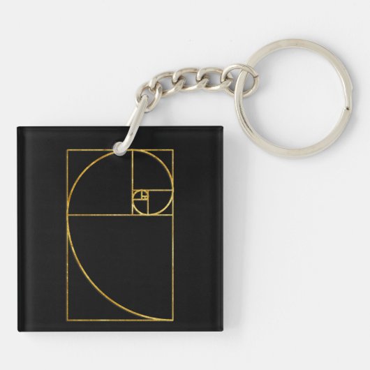 Golden Ratio Sacred Fibonacci Spiral Sleutelhanger (Achterkant)