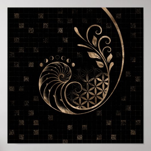 Golden Ratio - Sacred Geometry Ornament Poster (Voorkant)