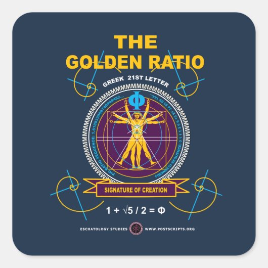Golden Ratio Vierkante Sticker (Voorkant)