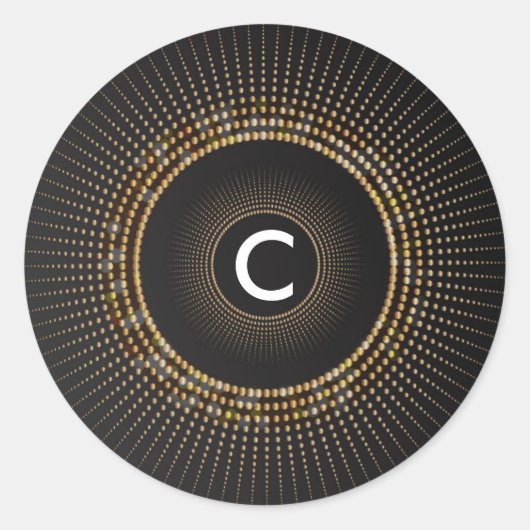 Golden Rays Chic Glamor Monogram Initiaal Stickers (Voorkant)