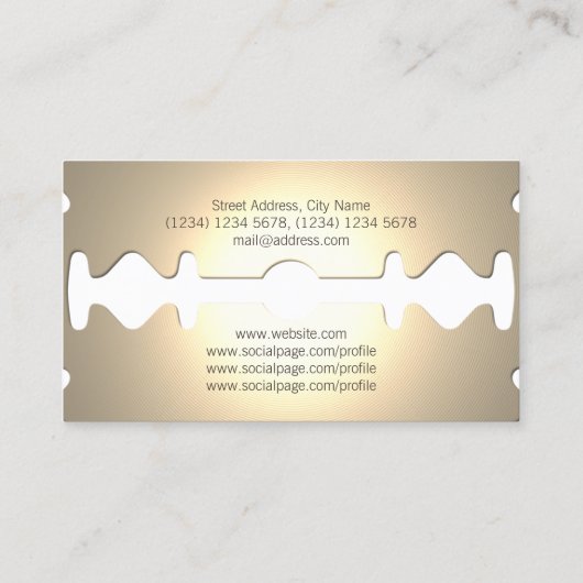 Golden razor grappige neplook visitekaartje (Achterkant)