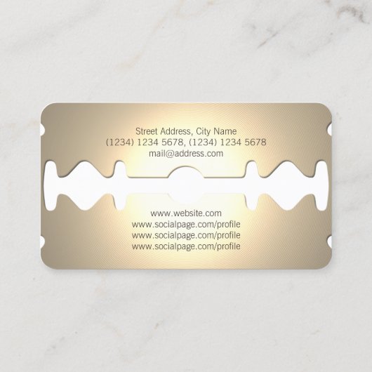 Golden razor grappige neplook visitekaartje (Achterkant)