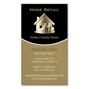 Golden Real Estate Agent Perfect Family Home Visitekaartje Magneet