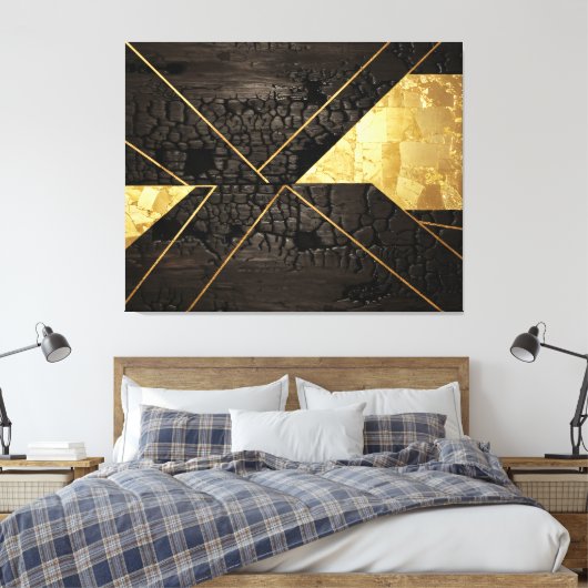 Golden Rebirth: Elegant Art from Chaos Canvas Afdruk (Insitu (Slaapkamer))