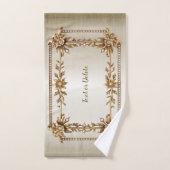 Golden  Rechthoek Dimond Flowers Shiny Bad Handdoek (Handdoek)