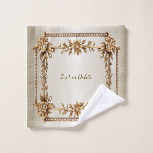 Golden Rechthoek Dimond Flowers Shiny Bad Handdoek (Wasdoekje)
