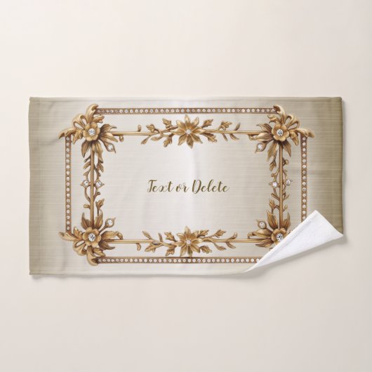 Golden  Rechthoek Dimond Flowers Shiny Bad Handdoek (Handdoek)