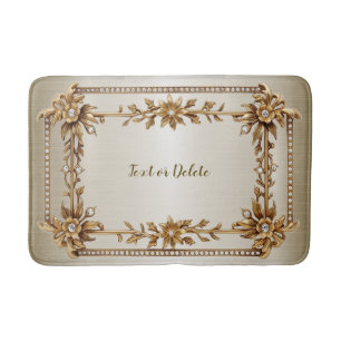 Golden  Rechthoek Dimond Flowers Shiny Badmat