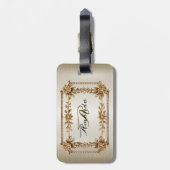 Golden  Rechthoek Dimond Flowers Shiny Bagagelabel (Achterkant verticaal)