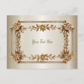 Golden  Rechthoek Dimond Flowers Shiny Briefkaart (Voorkant)