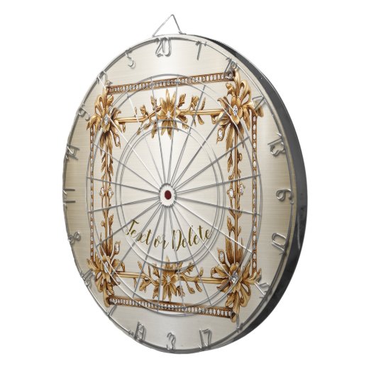 Golden Rechthoek Dimond Flowers Shiny Dartbord (Voorkant Rechts)