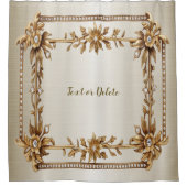 Golden  Rechthoek Dimond Flowers Shiny Douchegordijn (Voorkant)