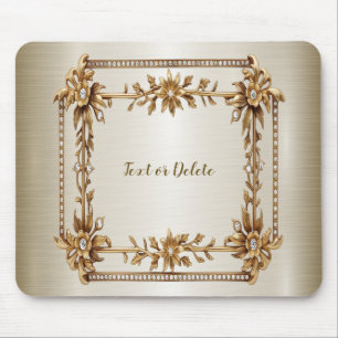 Golden  Rechthoek Dimond Flowers Shiny Muismat