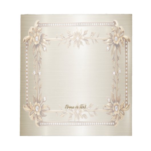 Golden  Rechthoek Dimond Flowers Shiny Notitieblok (Voorkant)