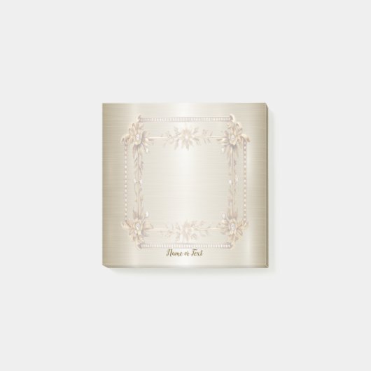 Golden Rechthoek Dimond Flowers Shiny Post-it® Notes (Voorkant)