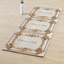 Golden  Rechthoek Dimond Flowers Shiny Yogamat