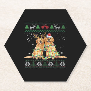Golden recovery Ugly met Kerstmis Dog Funny Christ Kartonnen Onderzetters