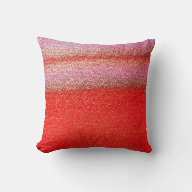 Golden Red Abstracte Waterverf Pillow 16 x 16 inch Kussen (Voorkant)