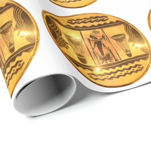 Golden Red African Art Cadeaupapier (Rol Hoek)