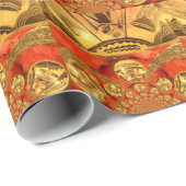 Golden red Afrikaanse traditionele kunst Cadeaupapier (Rol Hoek)