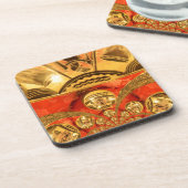 Golden red Afrikaanse traditionele kunst Drankjes Onderzetter (Linkerzijde)