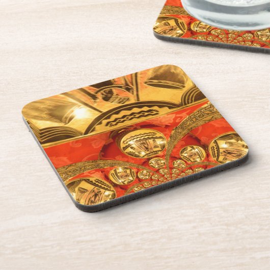 Golden red Afrikaanse traditionele kunst Drankjes Onderzetter (Linkerzijde)