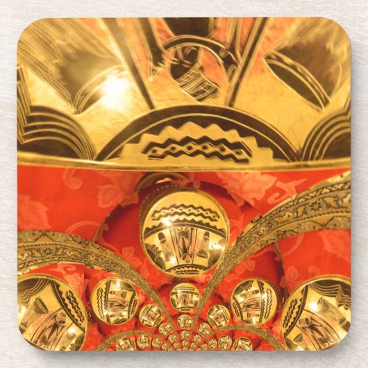 Golden red Afrikaanse traditionele kunst Drankjes Onderzetter (Voorkant)