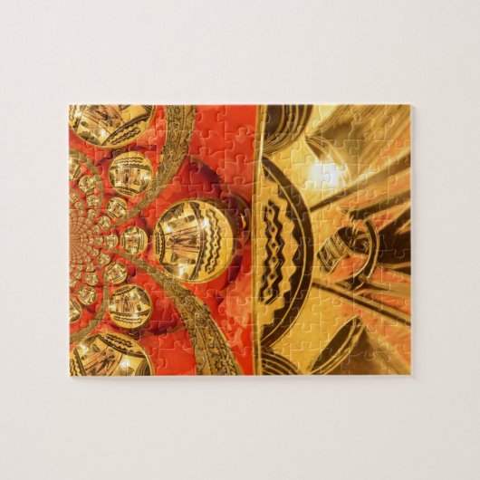 Golden red Afrikaanse traditionele kunst Legpuzzel (Horizontaal)