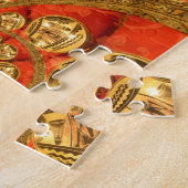 Golden red Afrikaanse traditionele kunst Legpuzzel (Zijkant)