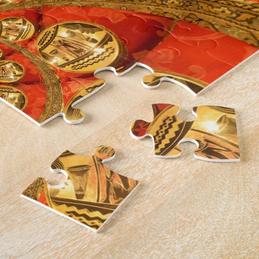 Golden red Afrikaanse traditionele kunst Legpuzzel (Zijkant)
