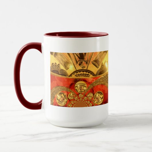 Golden red Afrikaanse traditionele kunst Mok (Links)