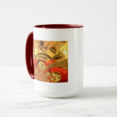 Golden red Afrikaanse traditionele kunst Mok (Voorkant links)