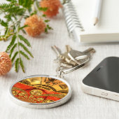 Golden red Afrikaanse traditionele kunst Sleutelhanger (Zijkant)