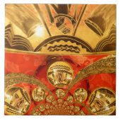 Golden red Afrikaanse traditionele kunst Tegeltje (Voorkant)