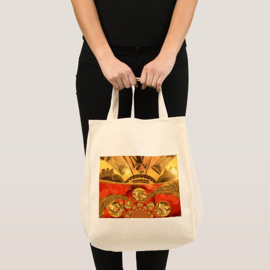 Golden red Afrikaanse traditionele kunst Tote Bag (Voorkant (product))