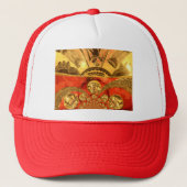 Golden red Afrikaanse traditionele kunst Trucker Pet (Voorkant)