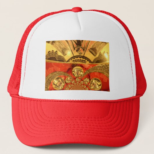 Golden red Afrikaanse traditionele kunst Trucker Pet (Voorkant)