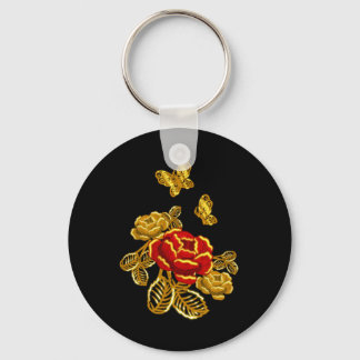 Golden Red Butterfly Plant Florist Gift Sleutelhanger