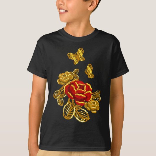Golden Red Butterfly Plant Florist Gift T-shirt (Voorkant)