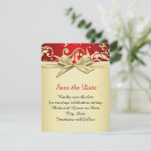 Golden Red Elegant Damask Dream Red de datum Save The Date (Staand voorkant)