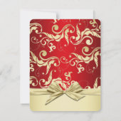 Golden Red Elegant Damask Dream Red de datum Save The Date (Achterkant)