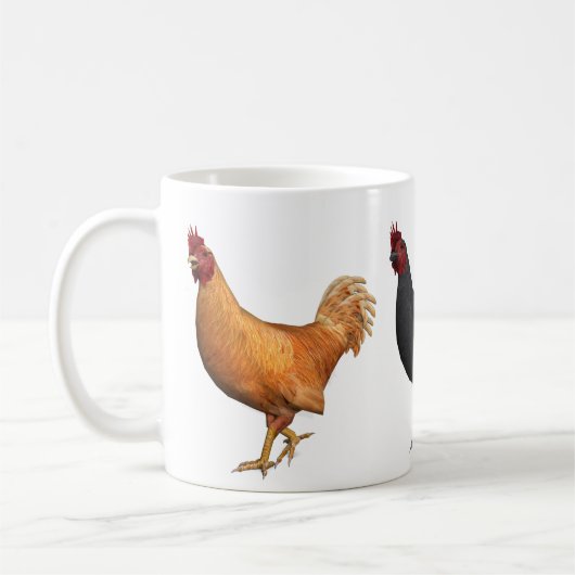 Golden Red en Black Rooster Koffiemok (Links)
