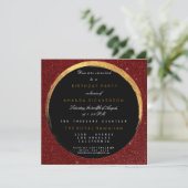 Golden Red Glitter Geometric Vip Birthday Party Kaart (Staand voorkant)