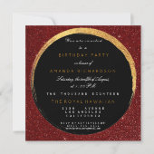 Golden Red Glitter Geometric Vip Birthday Party Kaart (Voorkant)