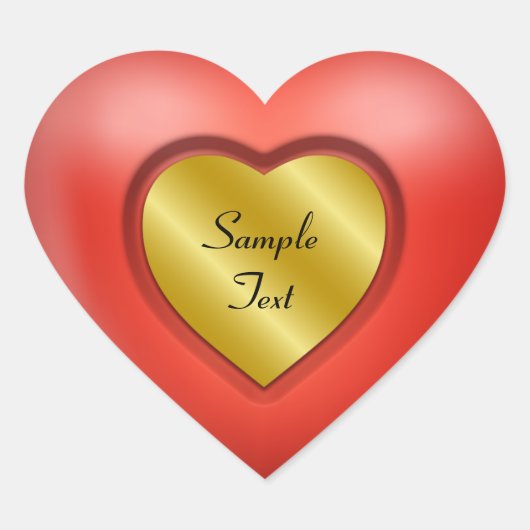 Golden Red Hart Sticker (Voorkant)