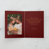 Golden-red Holiday Kaart met uw Foto & Tekst (Binnen)