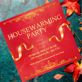 Golden Red Housewarming Party uitnodiging