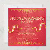 Golden Red Housewarming Party uitnodiging (Voorkant)