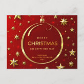 Golden Red Kerstkerstornament Corporate Greeting Briefkaart (Voorkant)